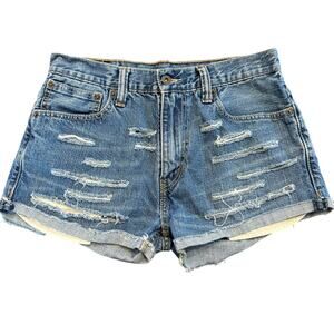 Levi’s Women’s Jean cutoff shorts with distressing and rollup, 521, W32